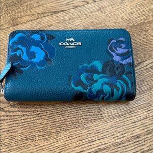 Coach Teal and Blue Floral Women's Wallet